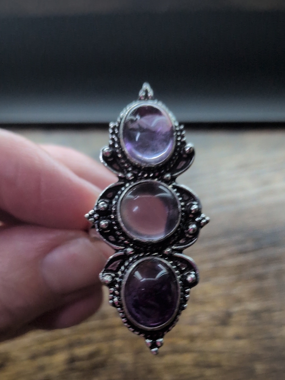 Sterling Silver Ring Purple Amethyst Gemstones